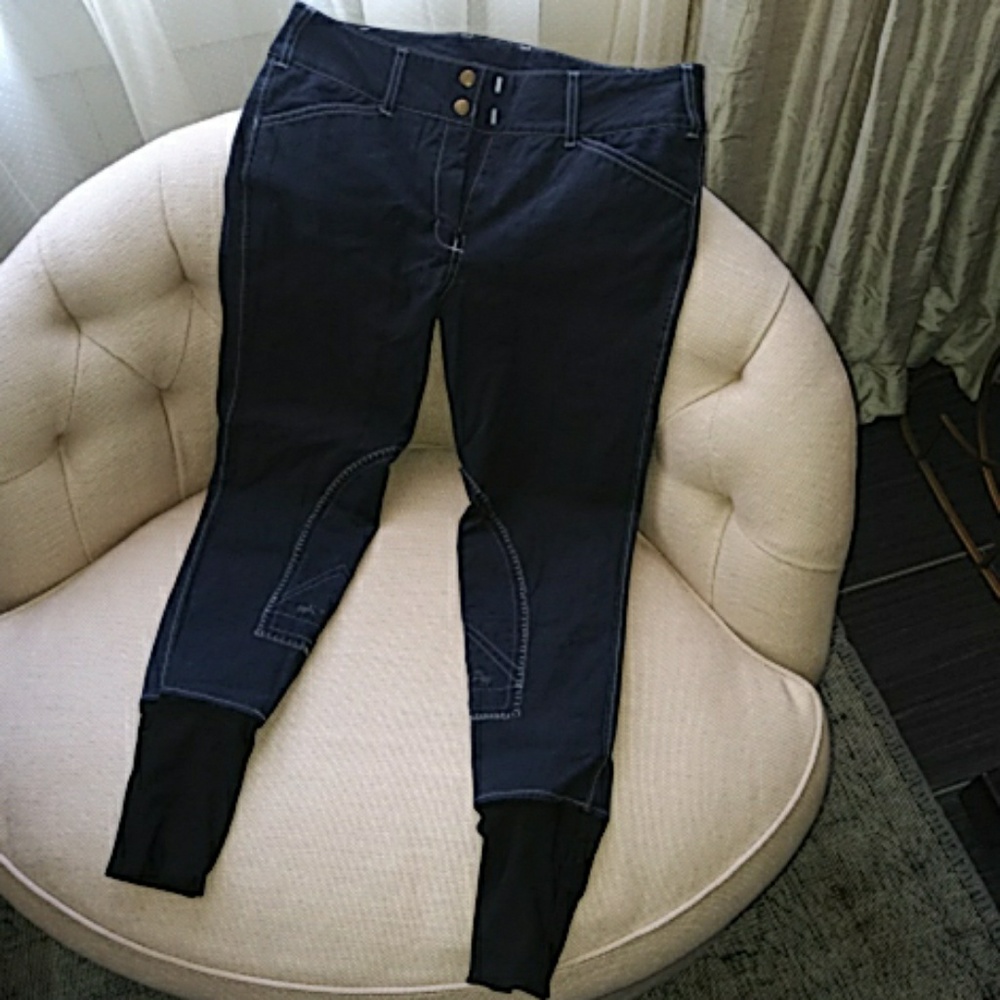 Equine Couture Ladies Riding Breech Fr Zip Navy 30